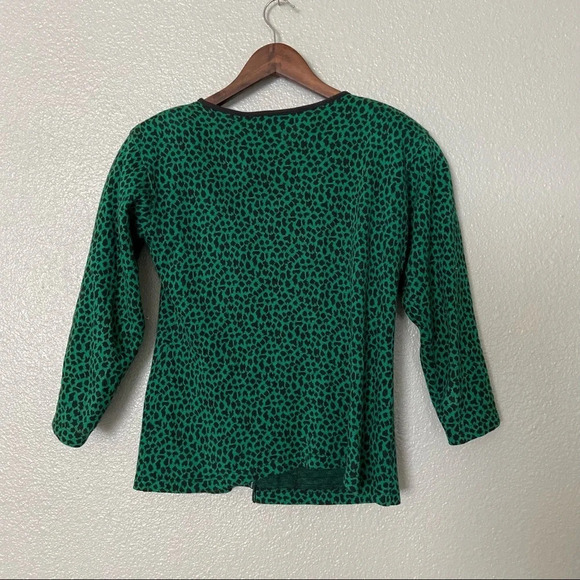 ADRIENNE VITTADINI Vintage Leopard Cardigan Small Green Black Y2K Dark Academia - Picture 10 of 11